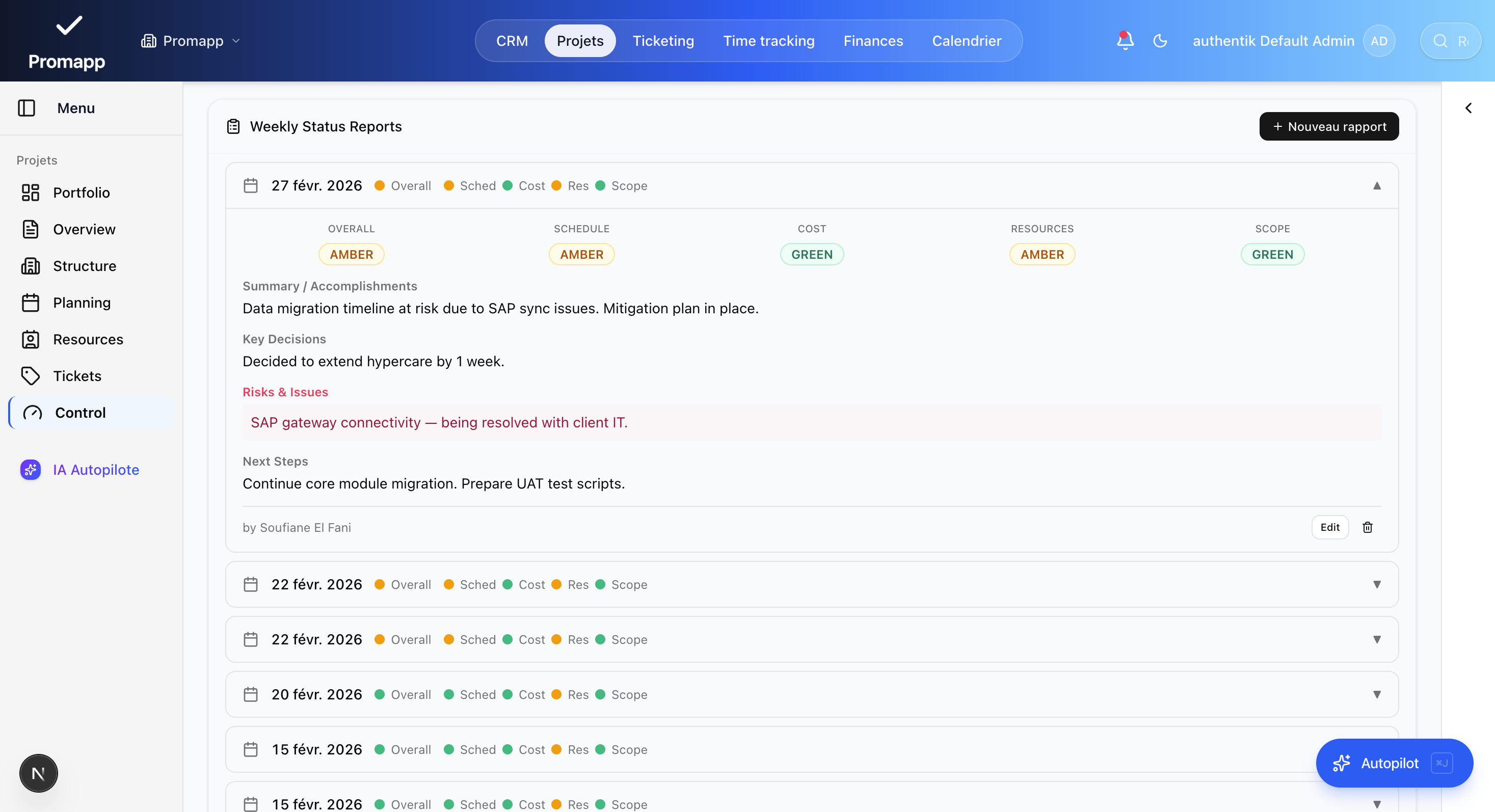 PM Weekly Overview